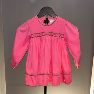 Petit Ami Hot Pink Long-Sleeve Smocked Dress Top